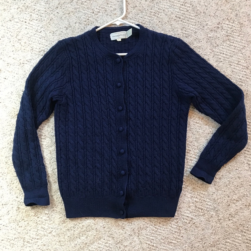 Vintage cable knit 100% wool cardigan